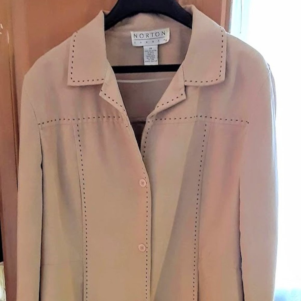 TAN FAUX-SUEDE SHIRT-JAC -  WESTERN FLAIR -SIZE 14